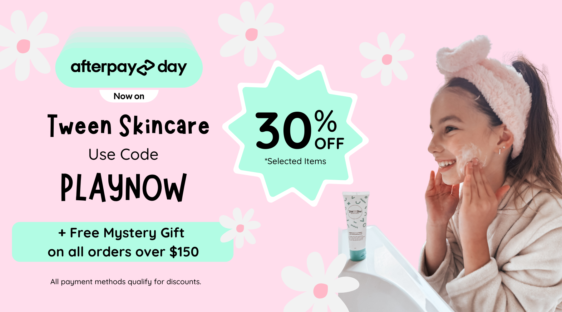 Girl using tween skincare 