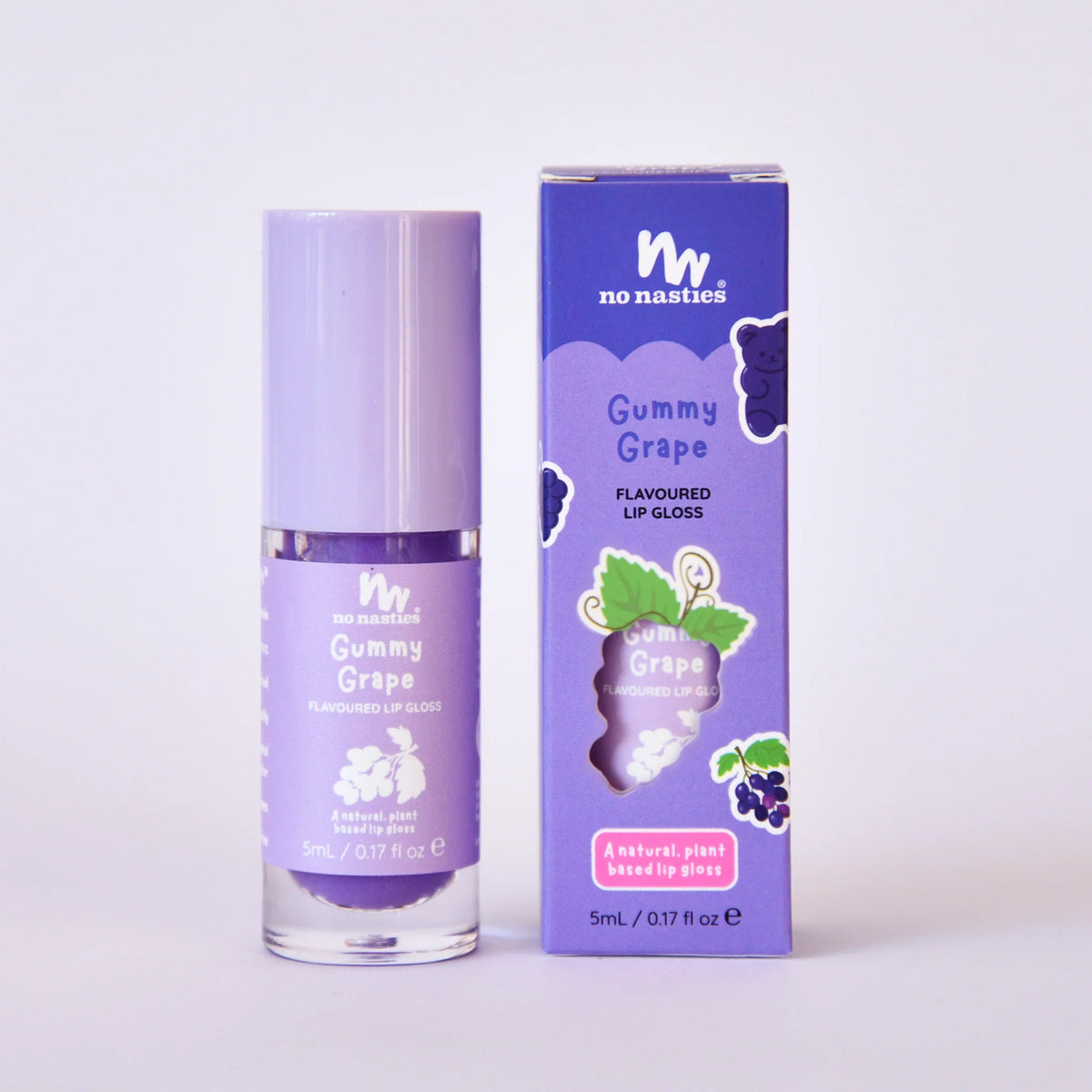 purple grape lipgloss on white background