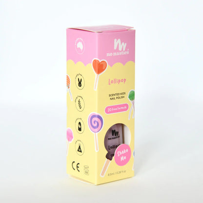Box of No Nasties Kids NZ Lollipop scented kids nail polish on a white background