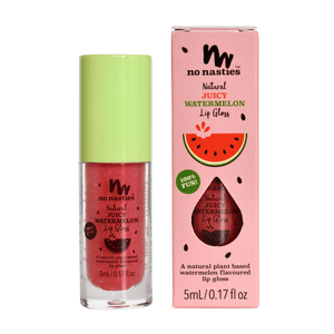 watermelon flavoured lip gloss on white background