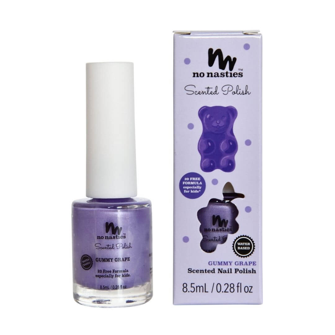grape scented nail polish for kids on pink and purple background