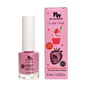 strawberry kids nail polish with pink box on white background