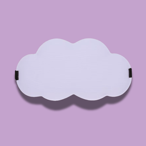 Cloud-shaped sleep mask on a lilac background
