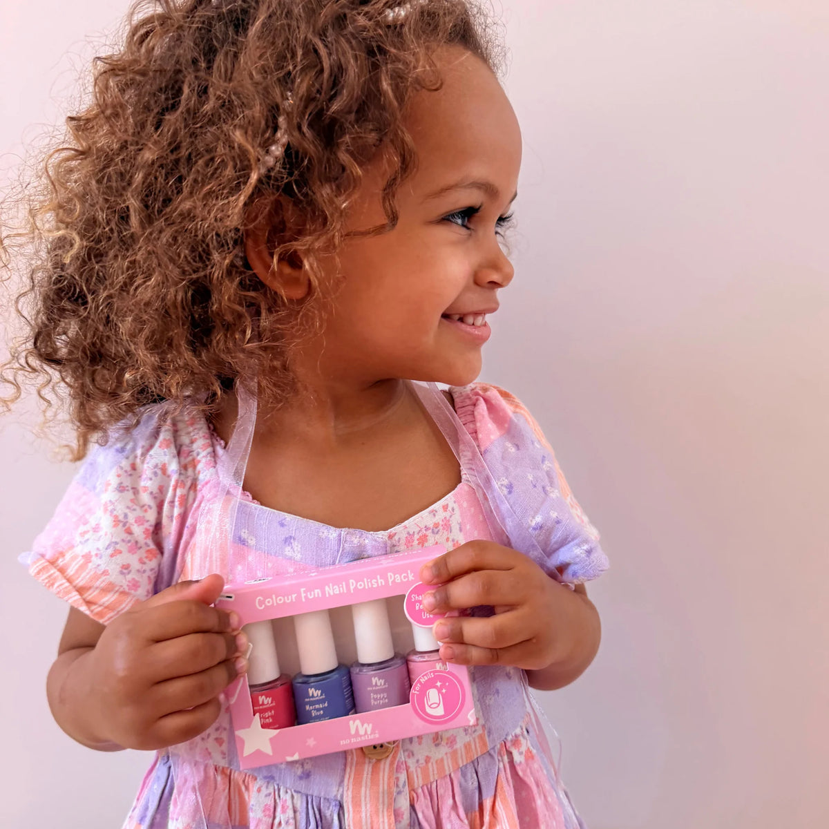 4 Pack Water-Based Kids Nail Polish | Blue, Purple, Pastel Pink and Bright Pink
