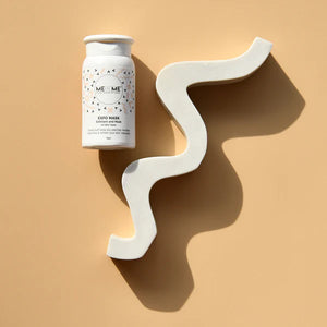 White skincare product with 'MEBEME' branding on a beige background