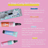 4 steps to curly hair care on pink background