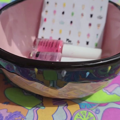 kids nail polish and stickers in a bowl