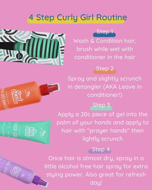 4 Step Curly Girl NZ products on pink background