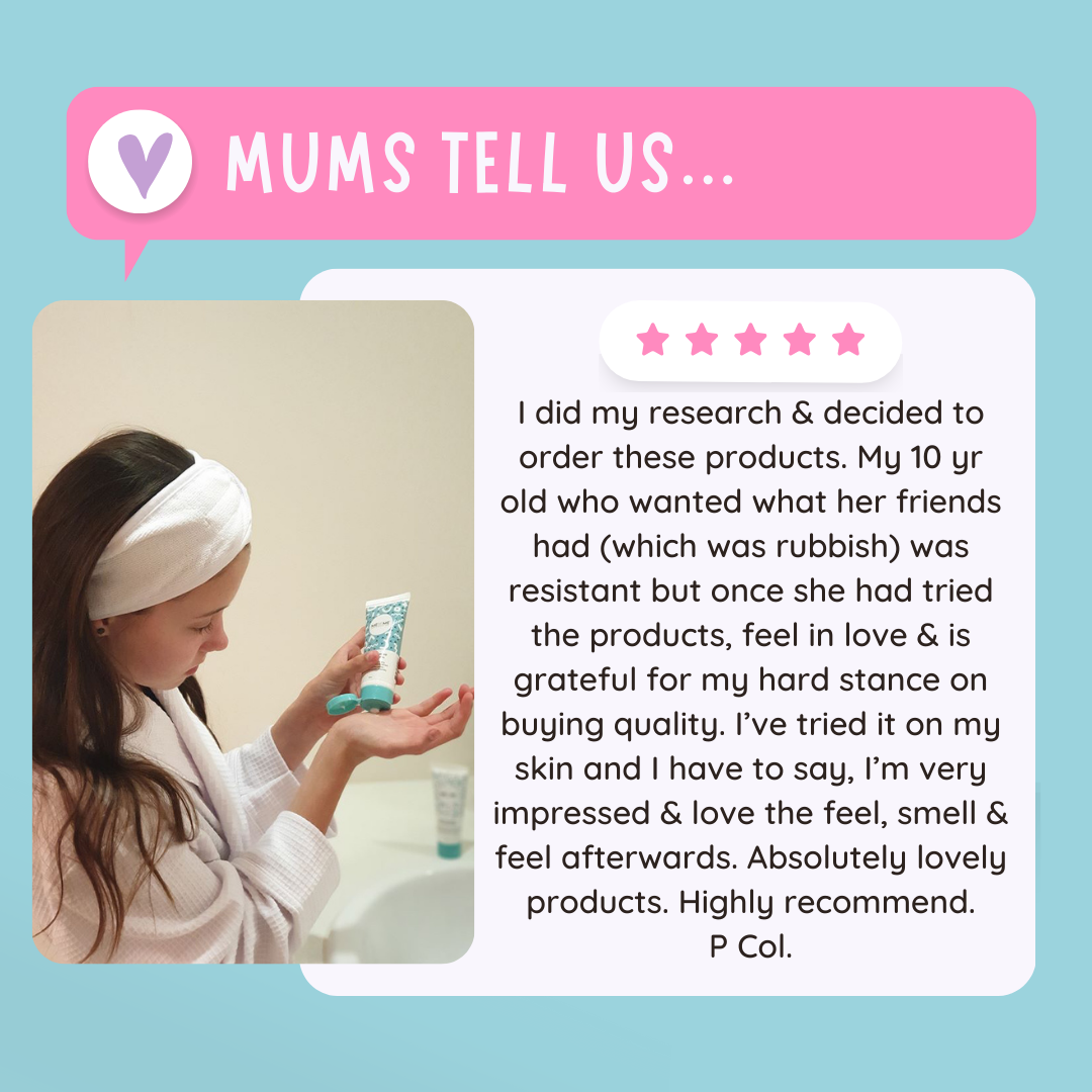 girl using gentle skincare for tweens