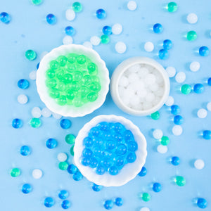 Water beads NZ green blue and white