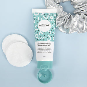 gentle moisturiser from MEBEME Skincare on blue background