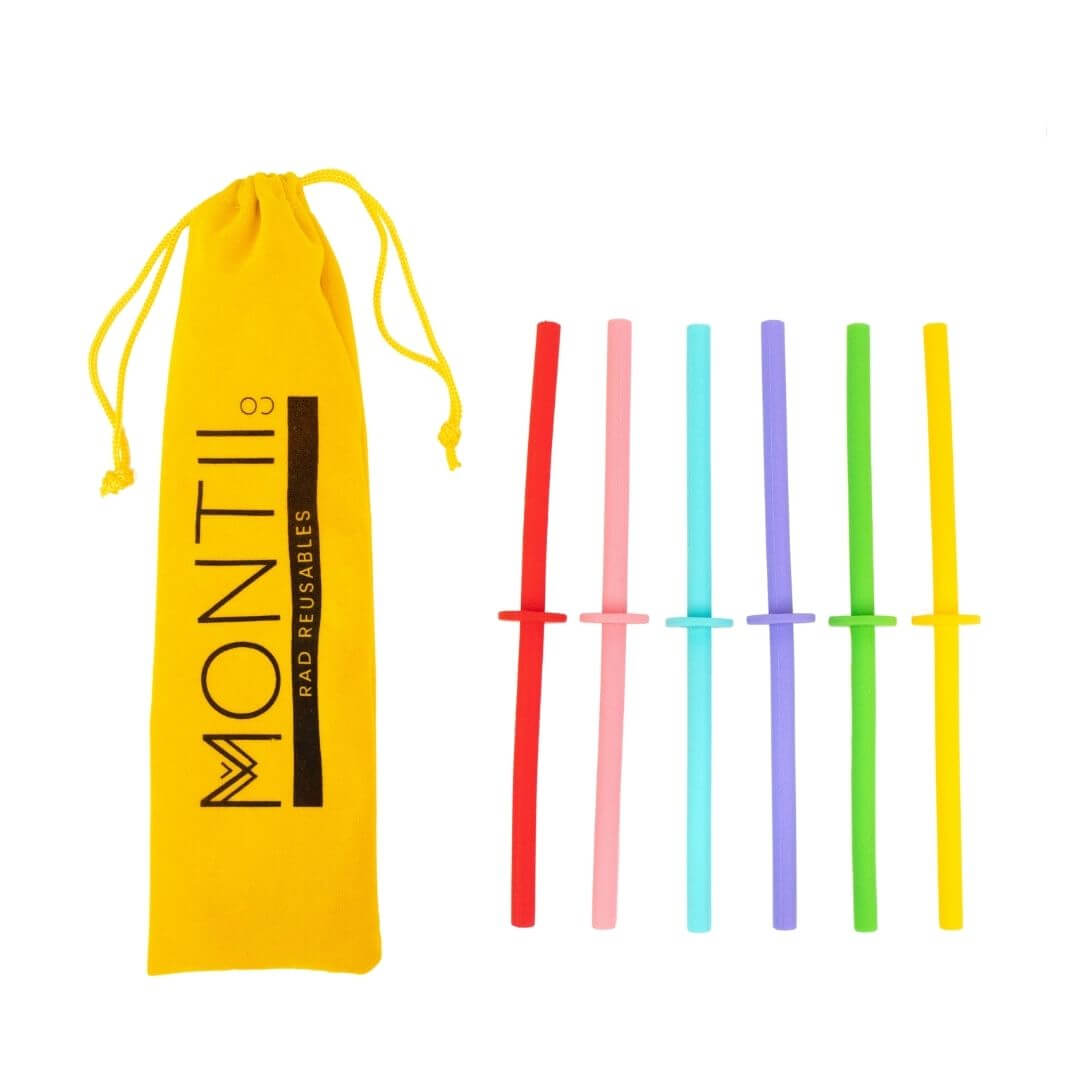 MontiiCo Mini Silicone Stopper Straw Fruity Pop Set