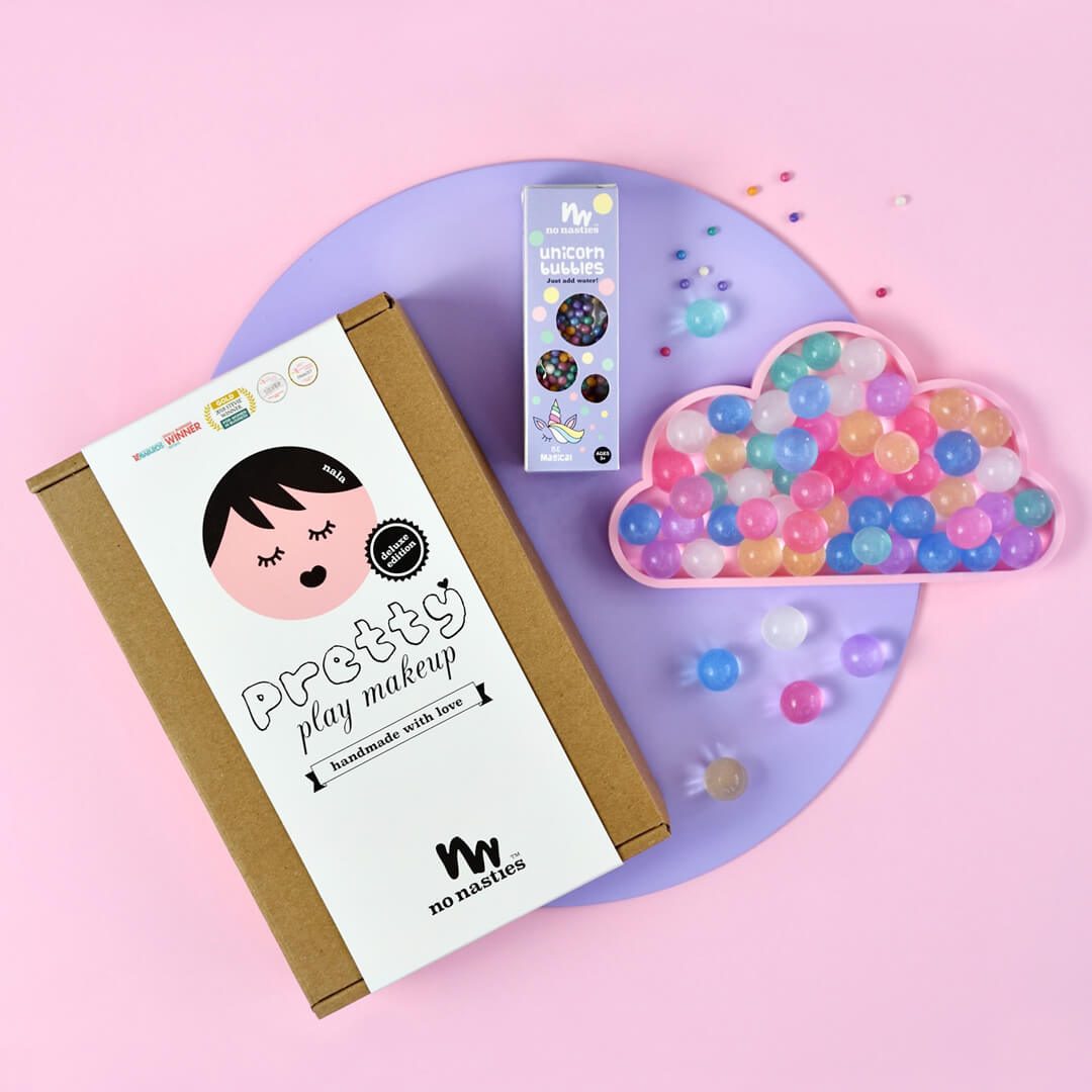 Pink kids play makeup set and Unicorn water beads bundle