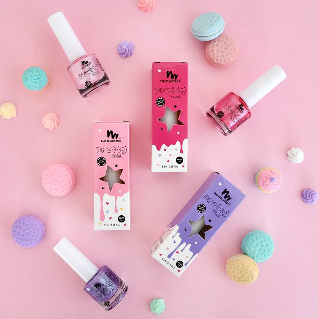 Bright Pink Pastel Pink and Purple Kids Water Based Nail Polish