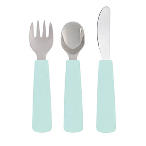 Toddler cutlery set minty green
