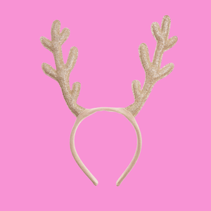 Christmas headband with reindeer antlers sparkly gold