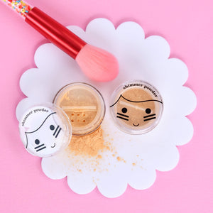 Kids play makeup gold shimmer powder with makeup brush